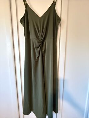 Michael Kors Olive Green Knot-Front Maxi Dress